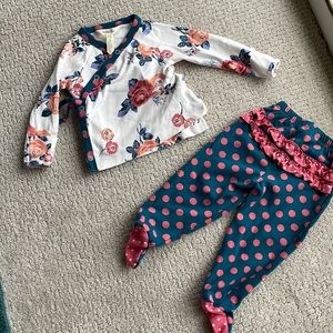Matilda Jane Floral and Polka Dot Kids Matching Set - White, Pink, Blue